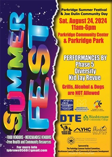 Pakridge Summer Fest/ Joe Dulin Day on August 24th from 11 AM to 6 PM.