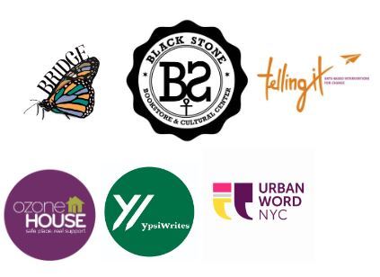 Community Partner logos - Bridge, BlackStone, Telling it, ozone house, ypsiwrites, urban word nyc